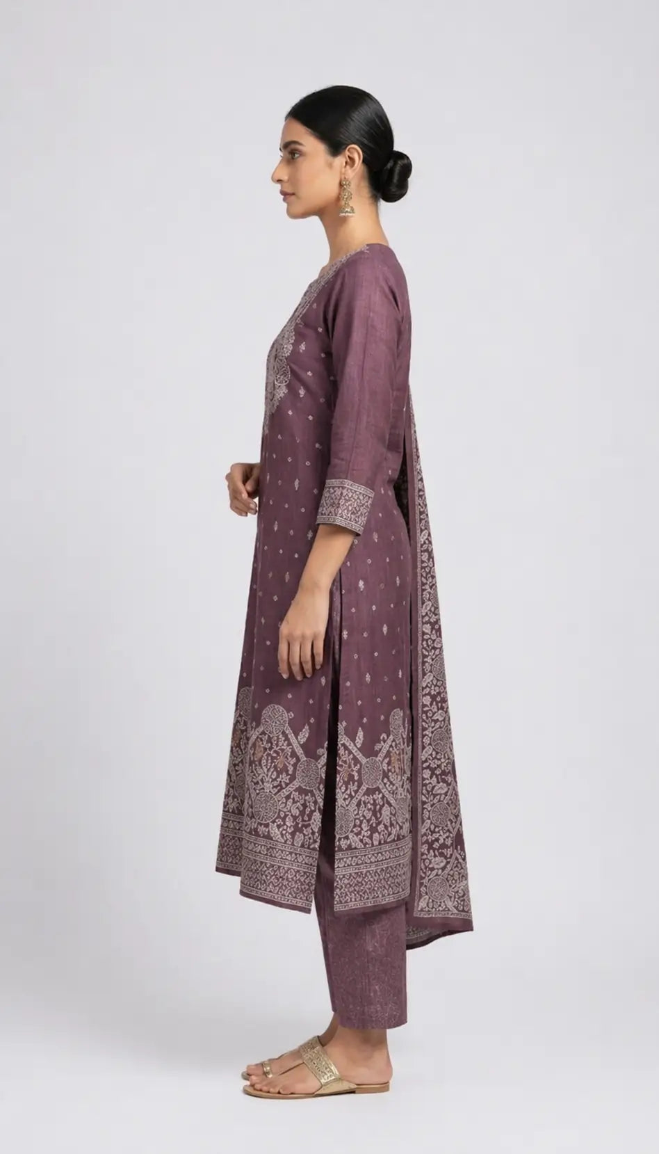 Wine Jacquard Ethnic Wear