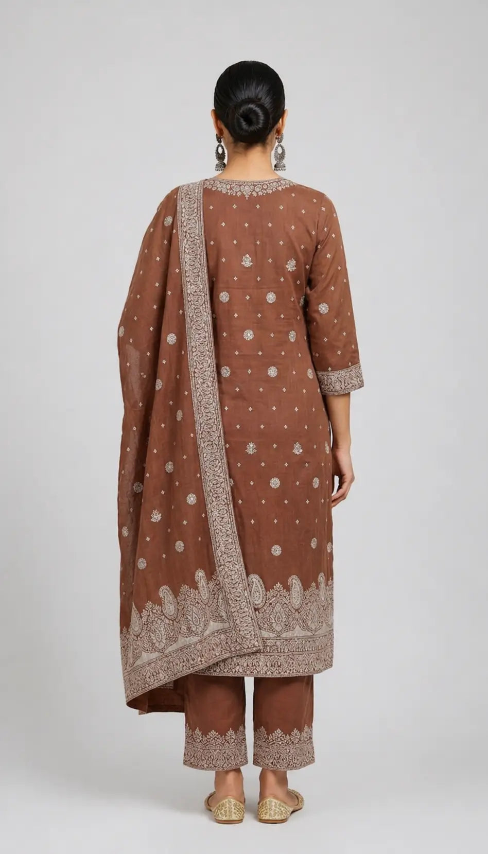 Brown Jacquard Ethnic Wear