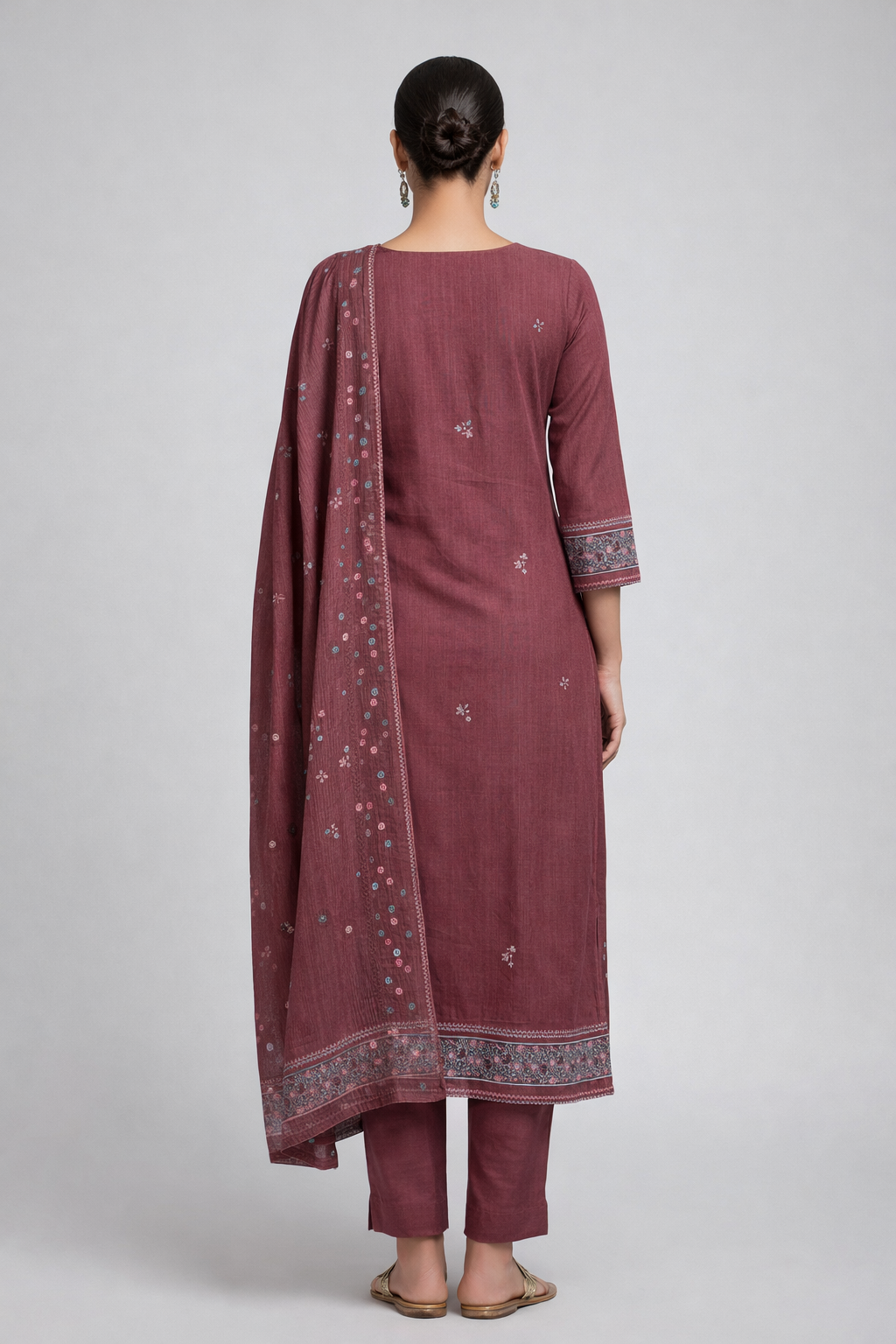 Wine Meenakari Ethnic Wear