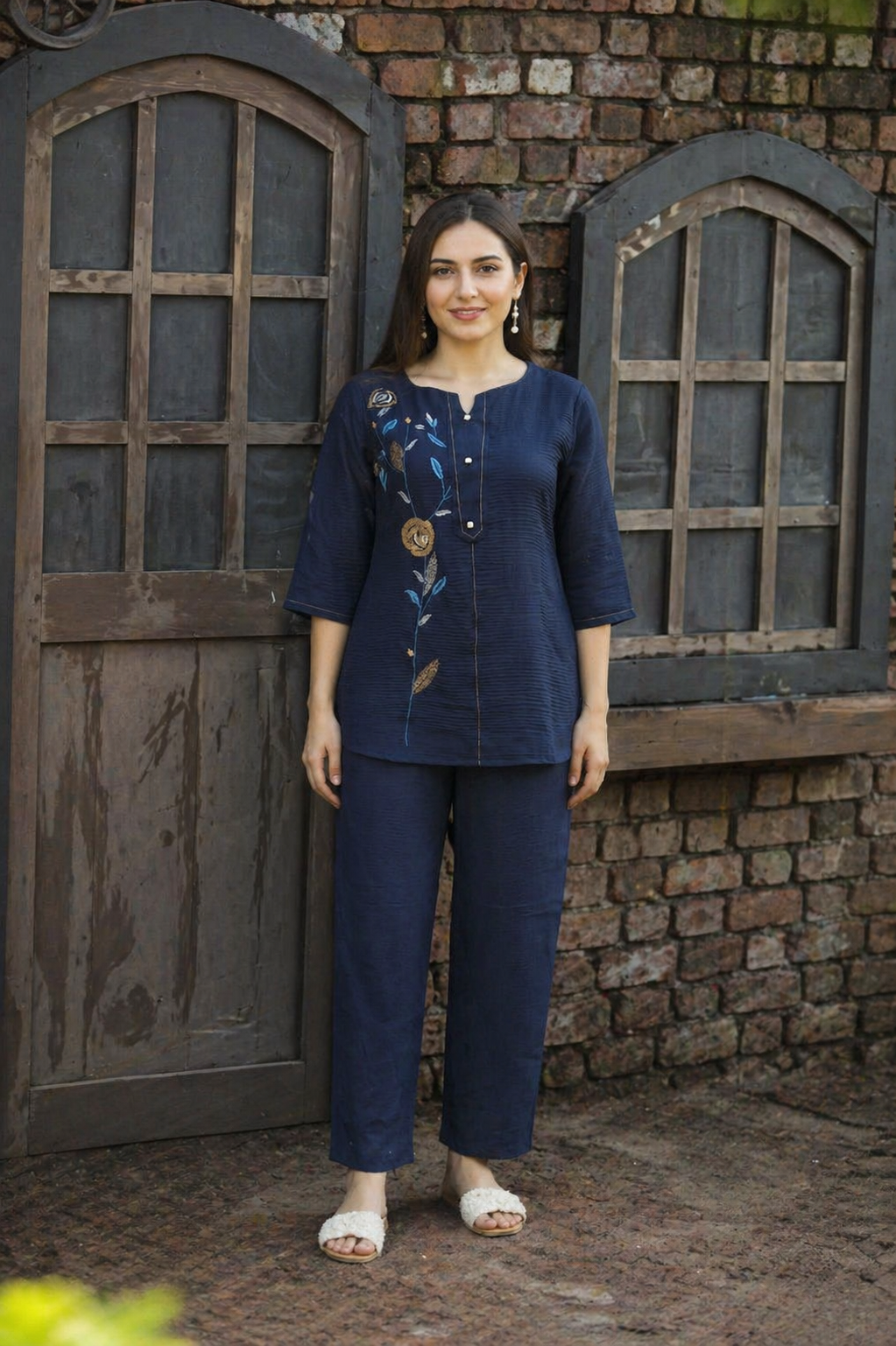 Navy Blue Crest Collection Ethnic Wear