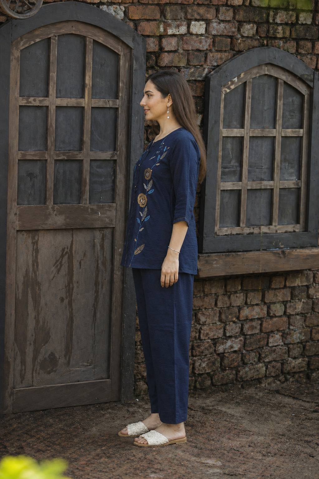 Navy Blue Crest Collection Ethnic Wear