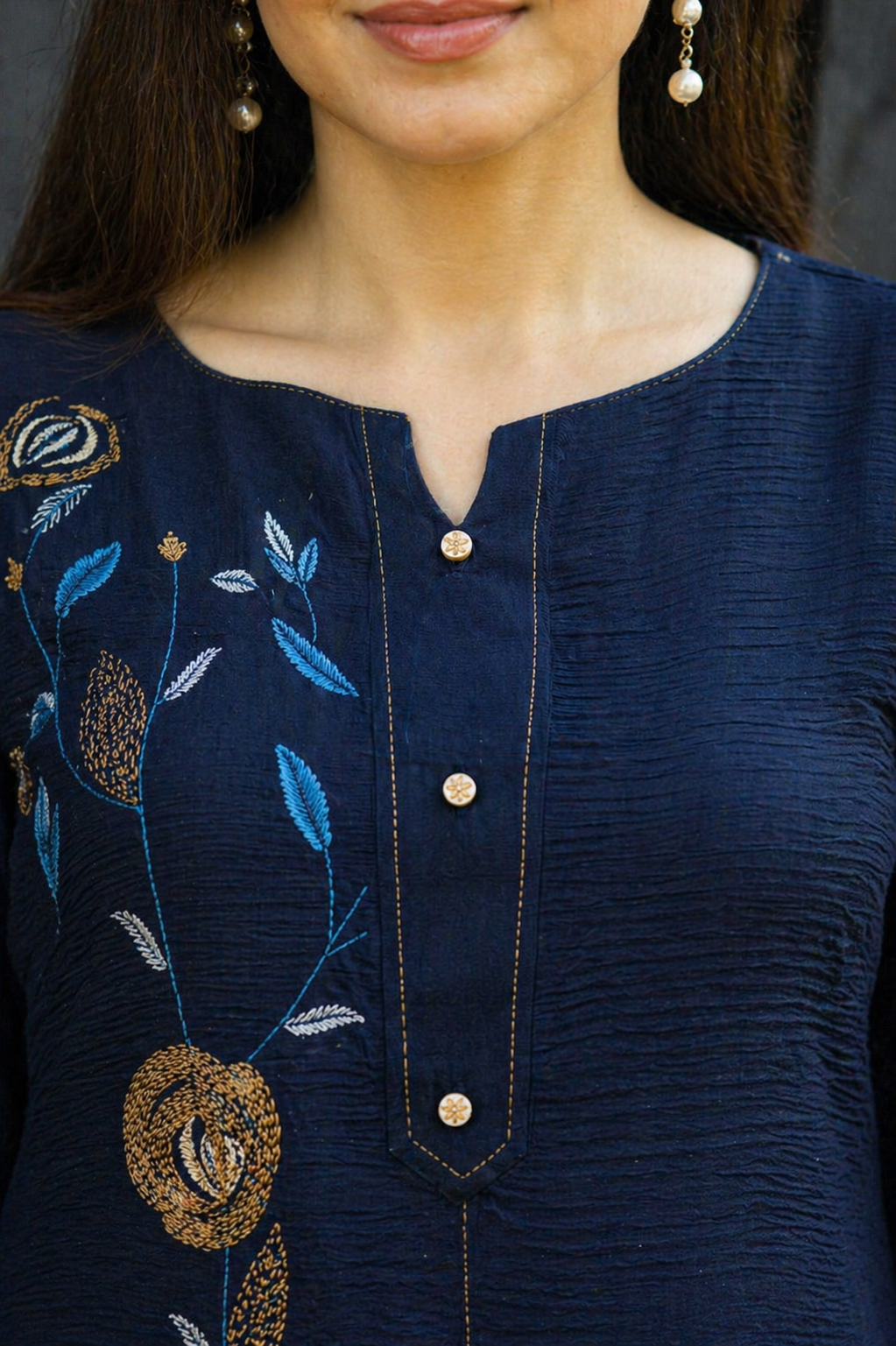 Navy Blue Crest Collection Ethnic Wear