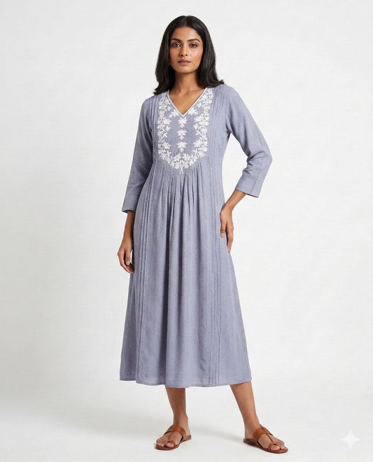 Grey Daisy Kurti Ethnic Wear