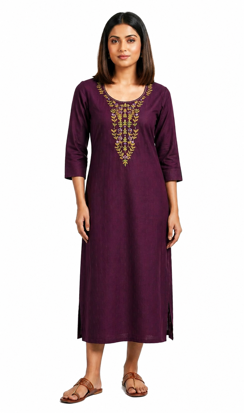 Wine Elina Kurti Ethnic Wear