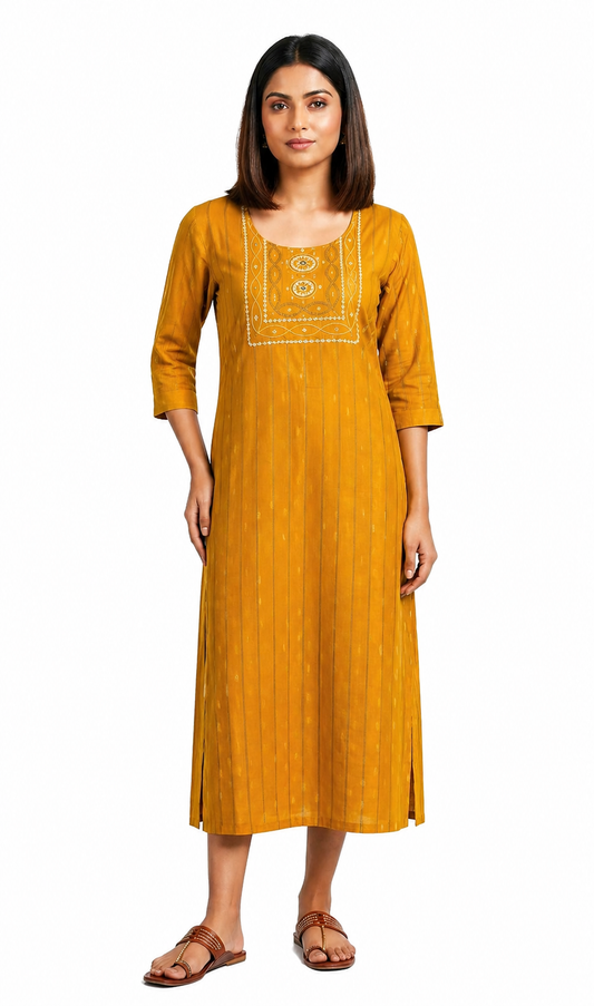 Mustard Elina Kurti Ethnic Wear