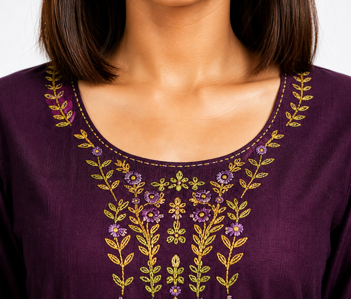 Wine Elina Kurti Ethnic Wear