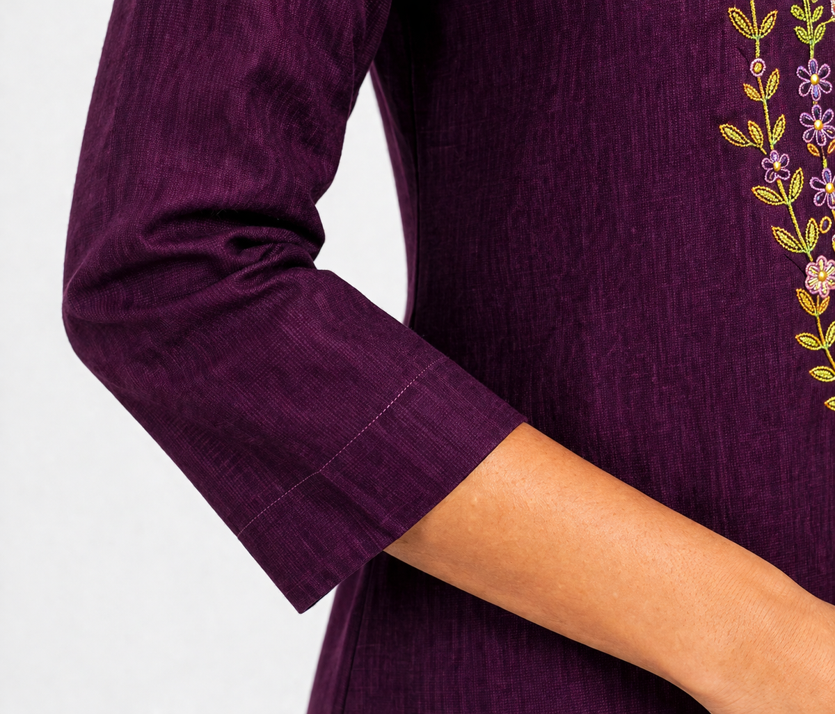Wine Elina Kurti Ethnic Wear