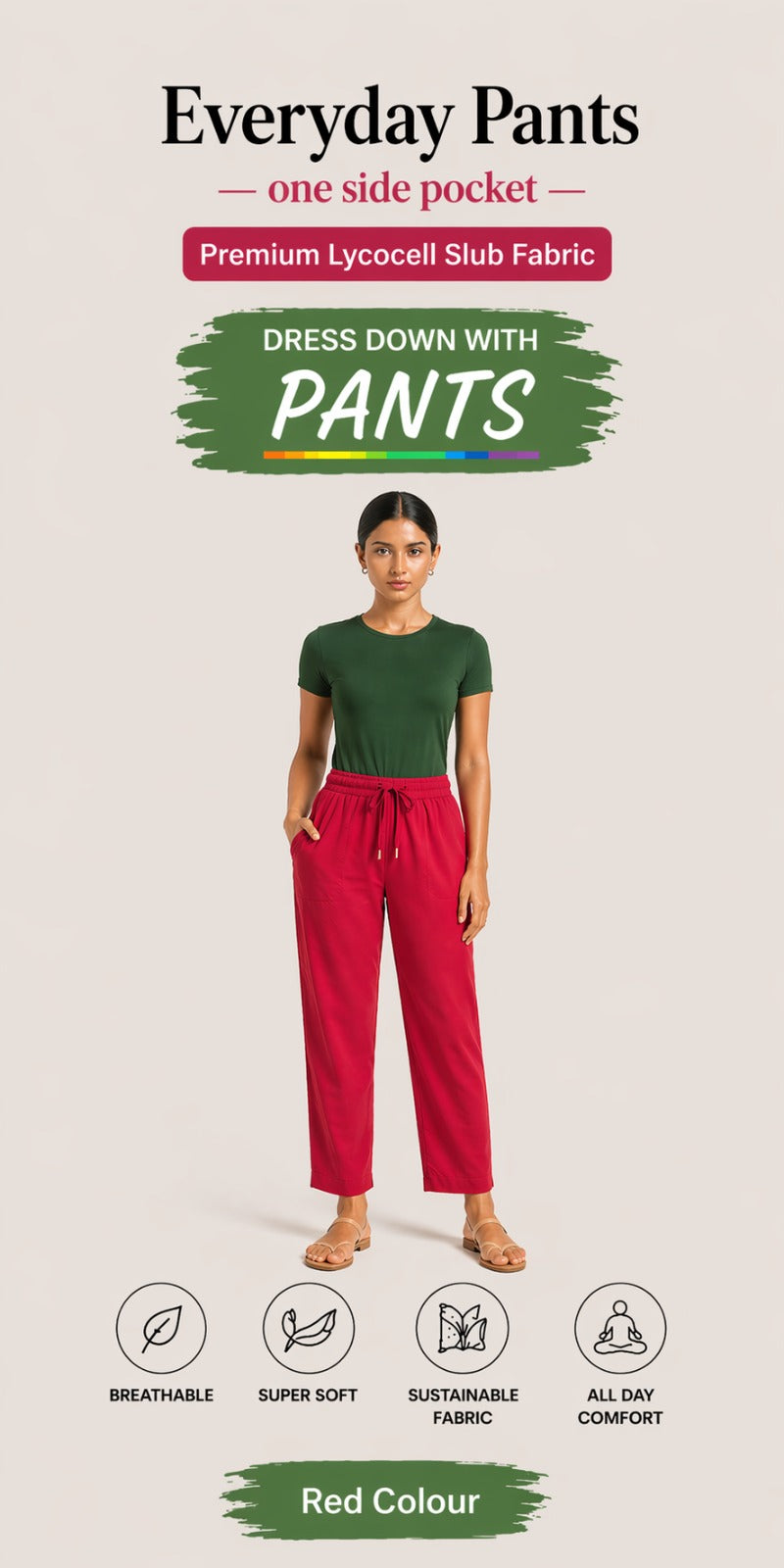 Red Gabana Pants Ethnic Wear
