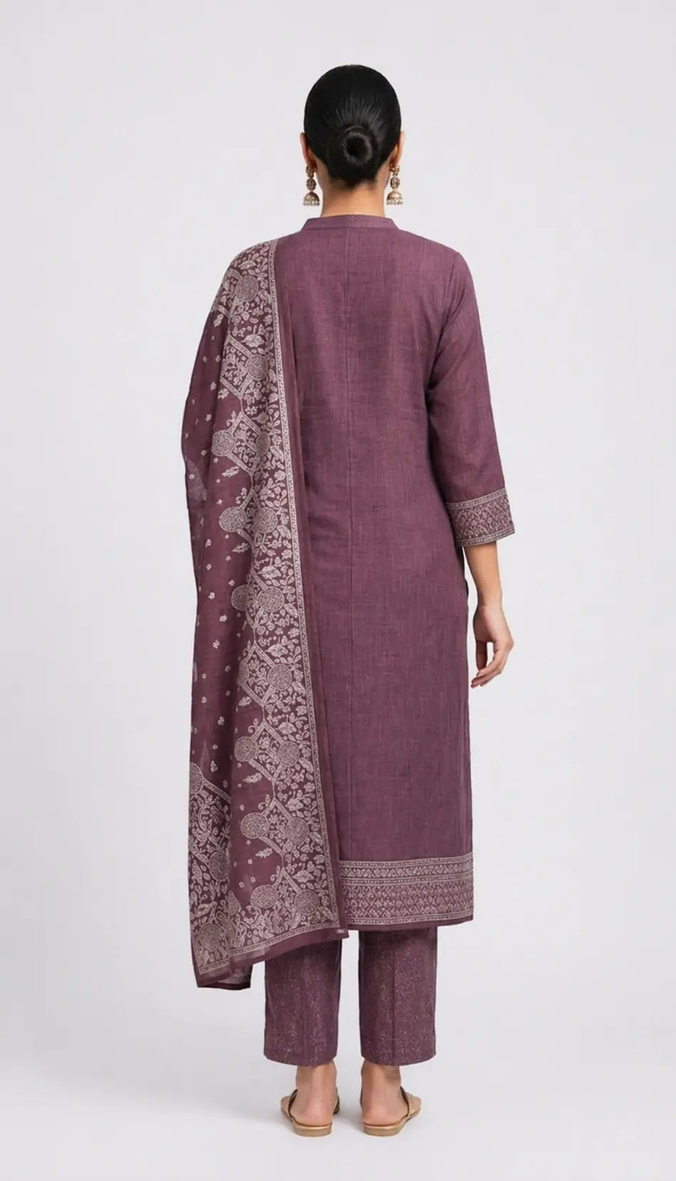 Wine Jacquard Ethnic Wear