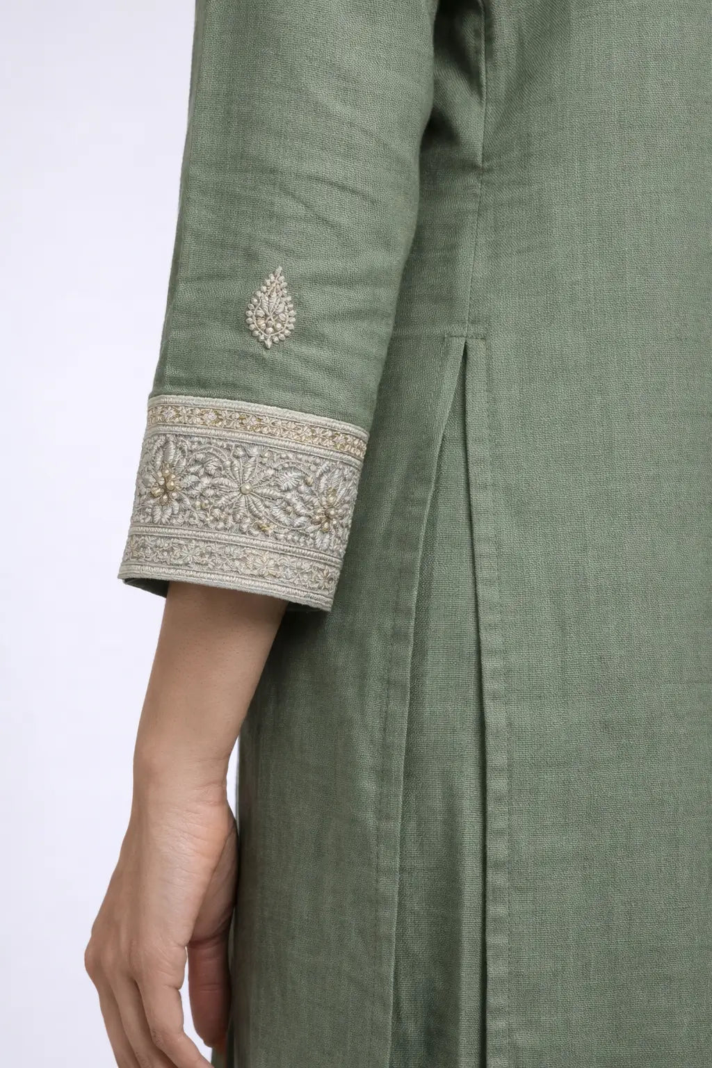 Green Jacquard Ethnic Wear