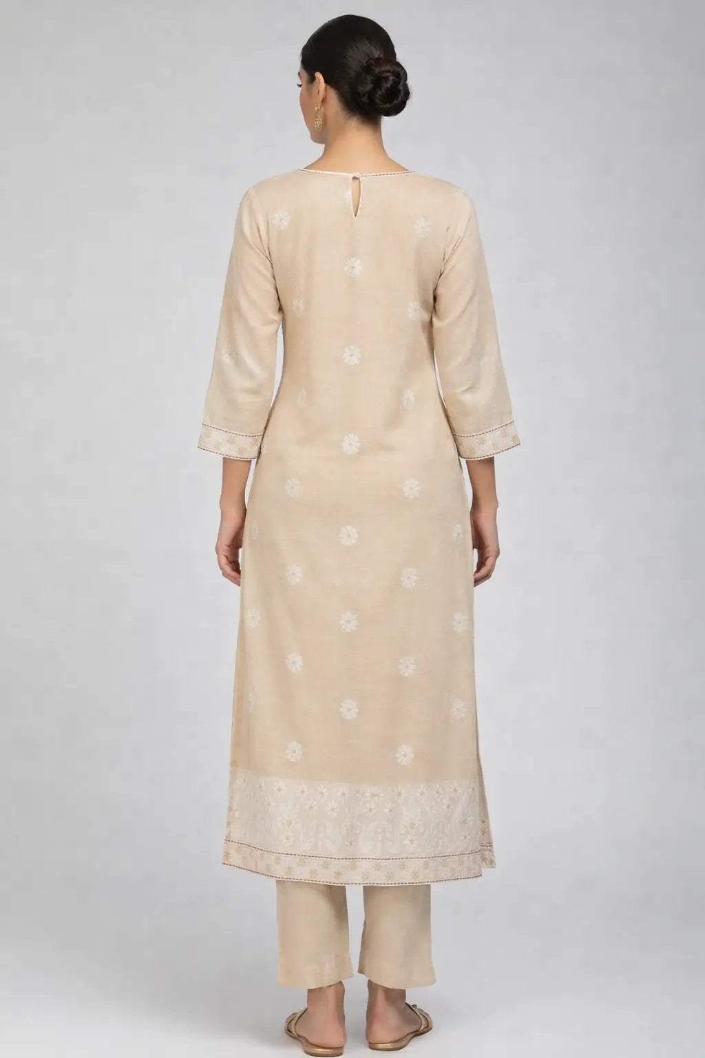 Beige Jacquard Ethnic Wear