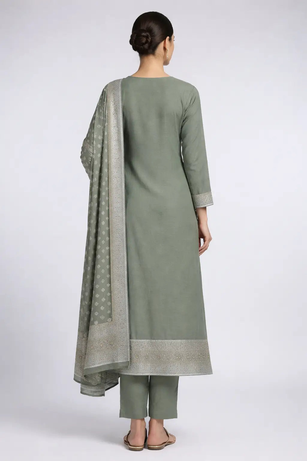 Green Jacquard Ethnic Wear