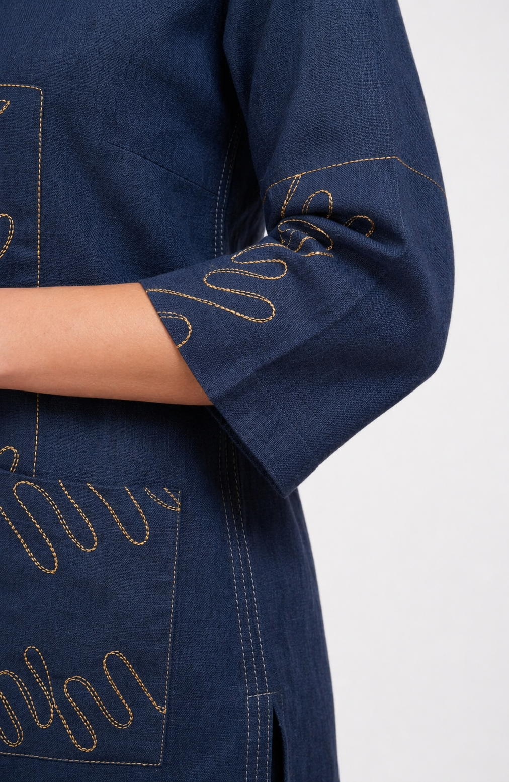Navy Blue Motif Mixer Ethnic Wear