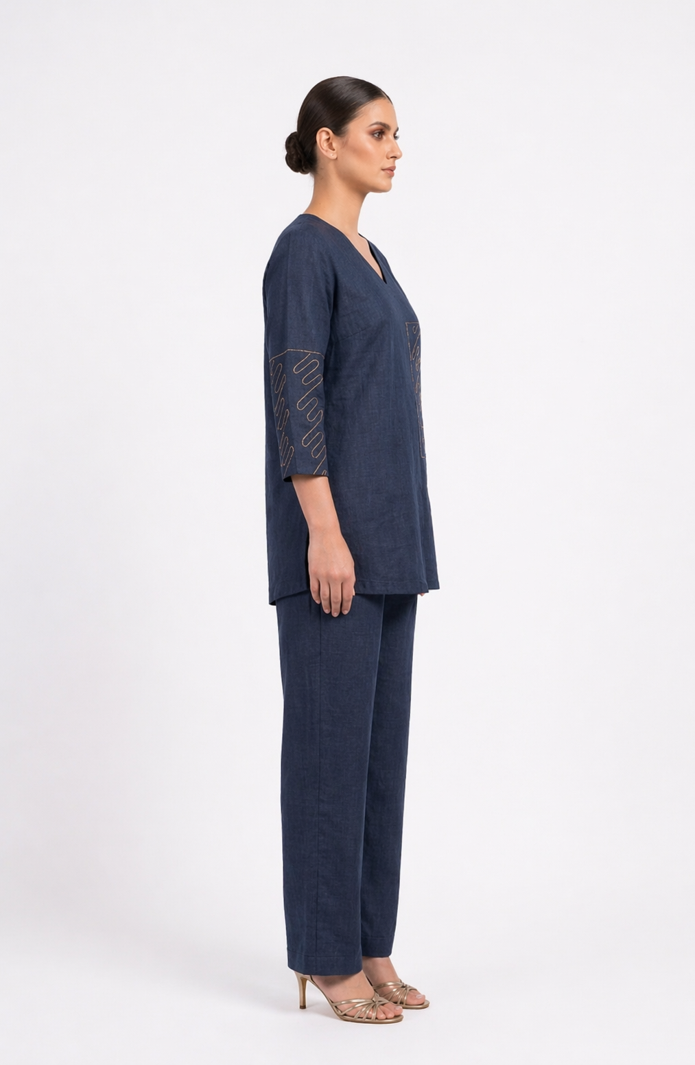Navy Blue Motif Mixer Ethnic Wear