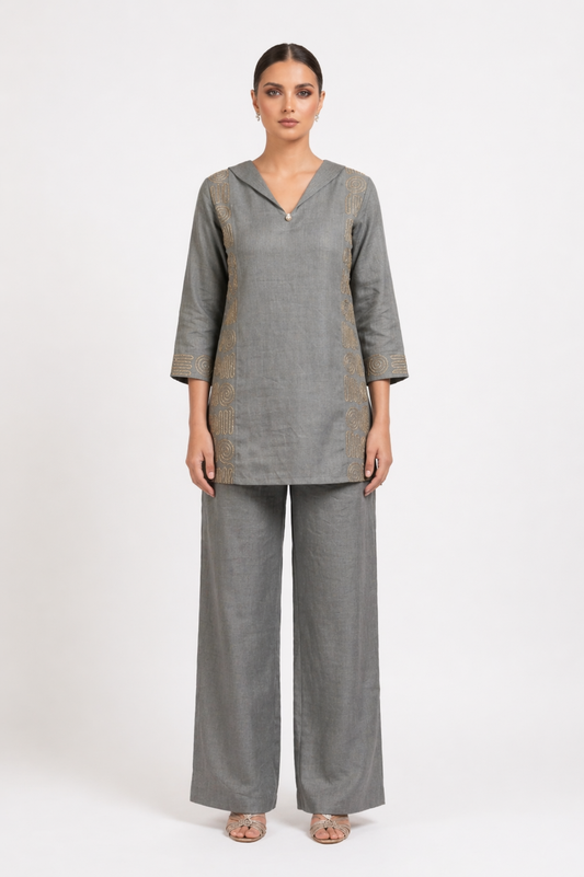 Grey Motif Mixer Ethnic Wear