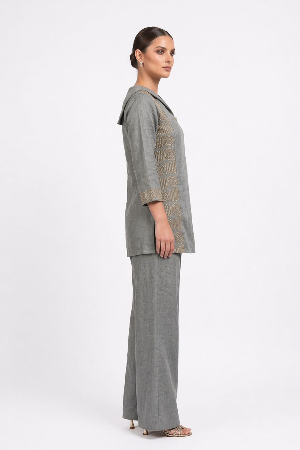 Grey Motif Mixer Ethnic Wear