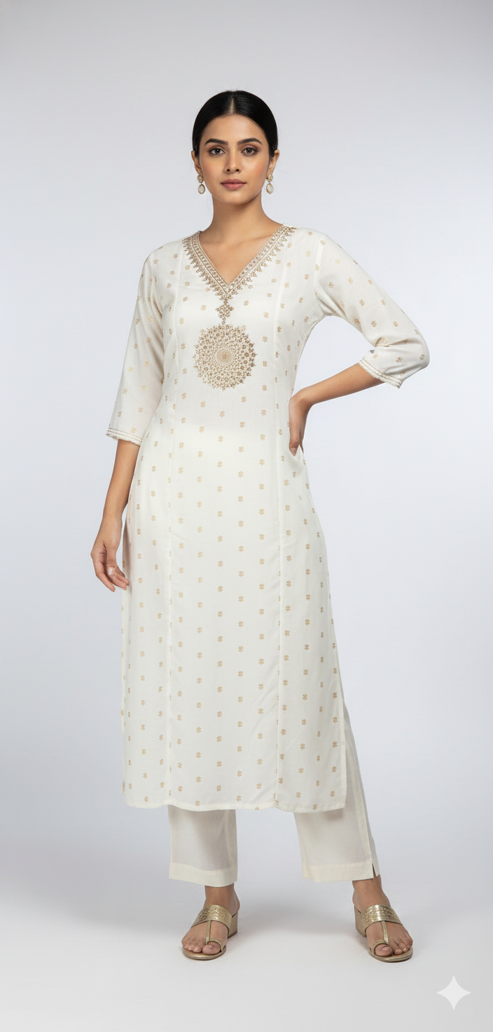 Cream Magic Mirror Ethnic Wear