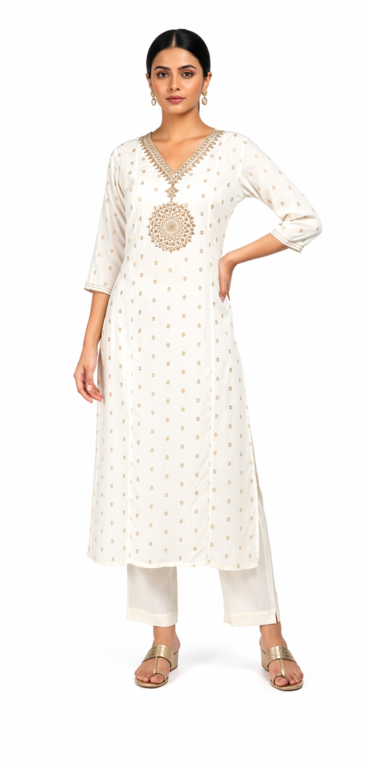 Cream Magic Mirror Ethnic Wear