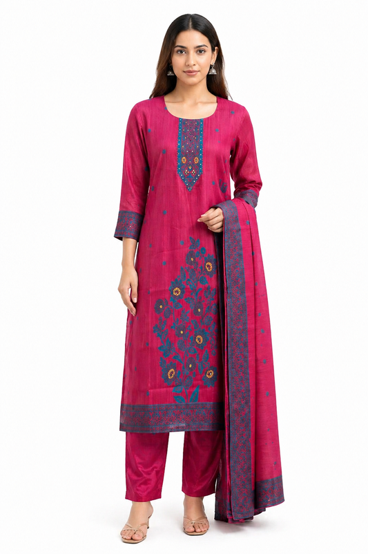 Dark Pink Meenakari Ethnic Wear