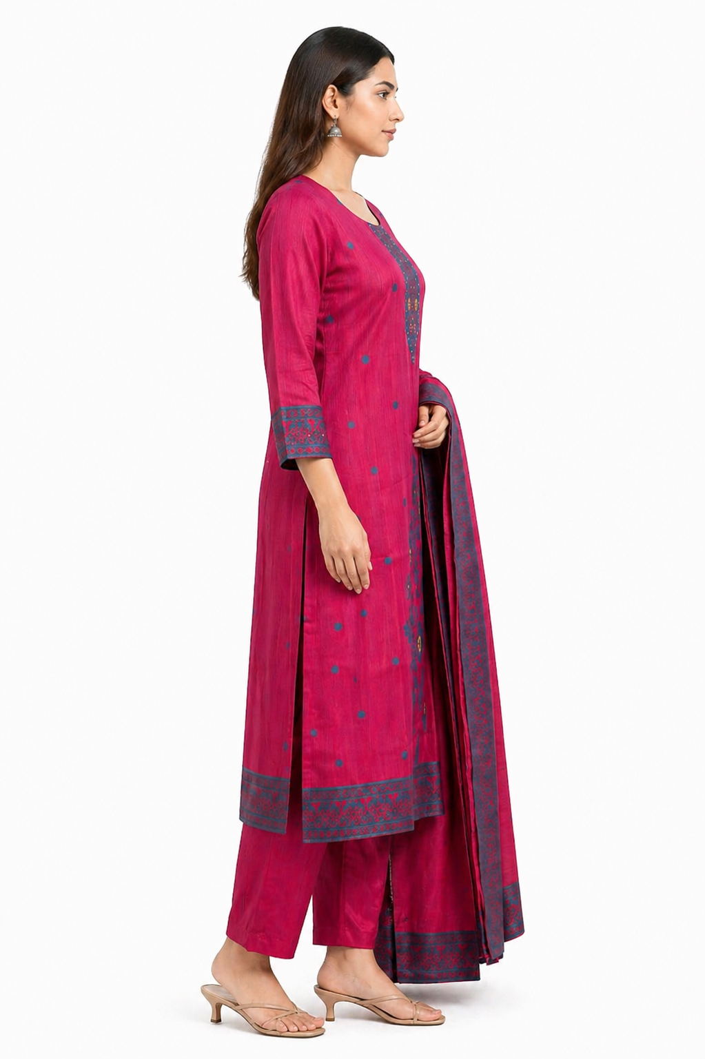 Dark Pink Meenakari Ethnic Wear