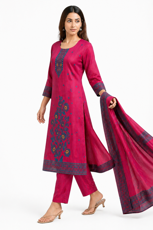 Dark Pink Meenakari Ethnic Wear