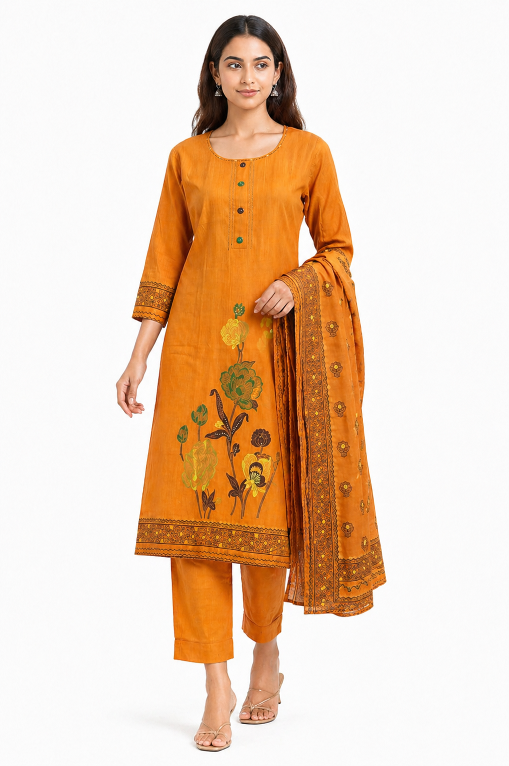 Orange Meenakari Ethnic Wear