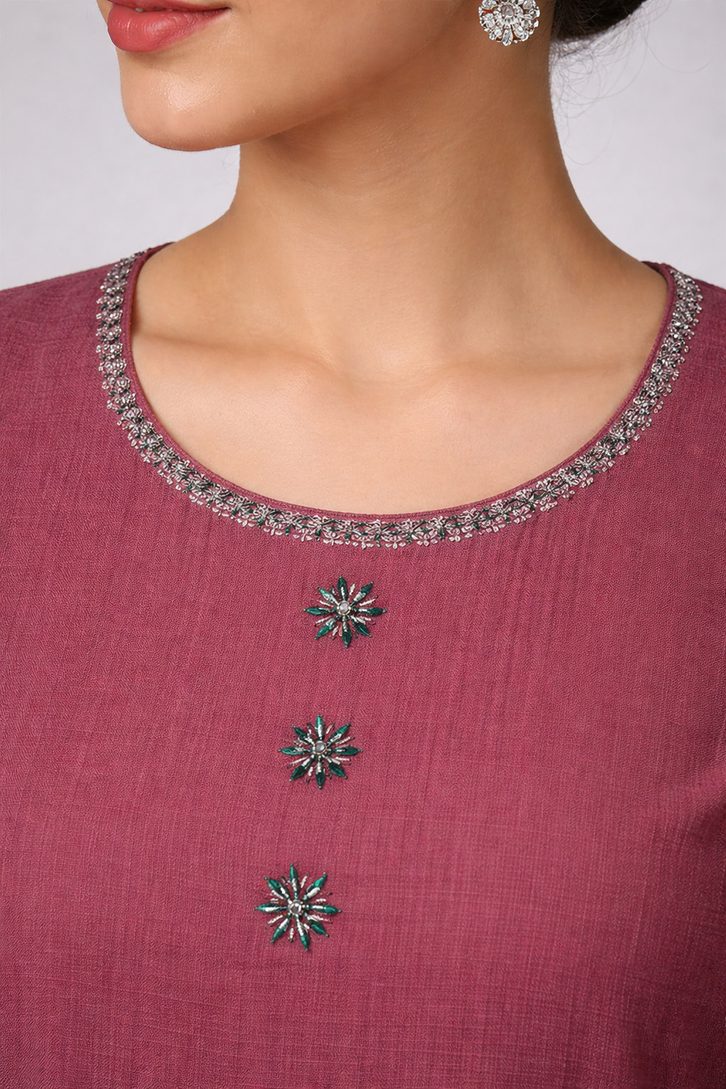 Wine Meenakari Ethnic Wear