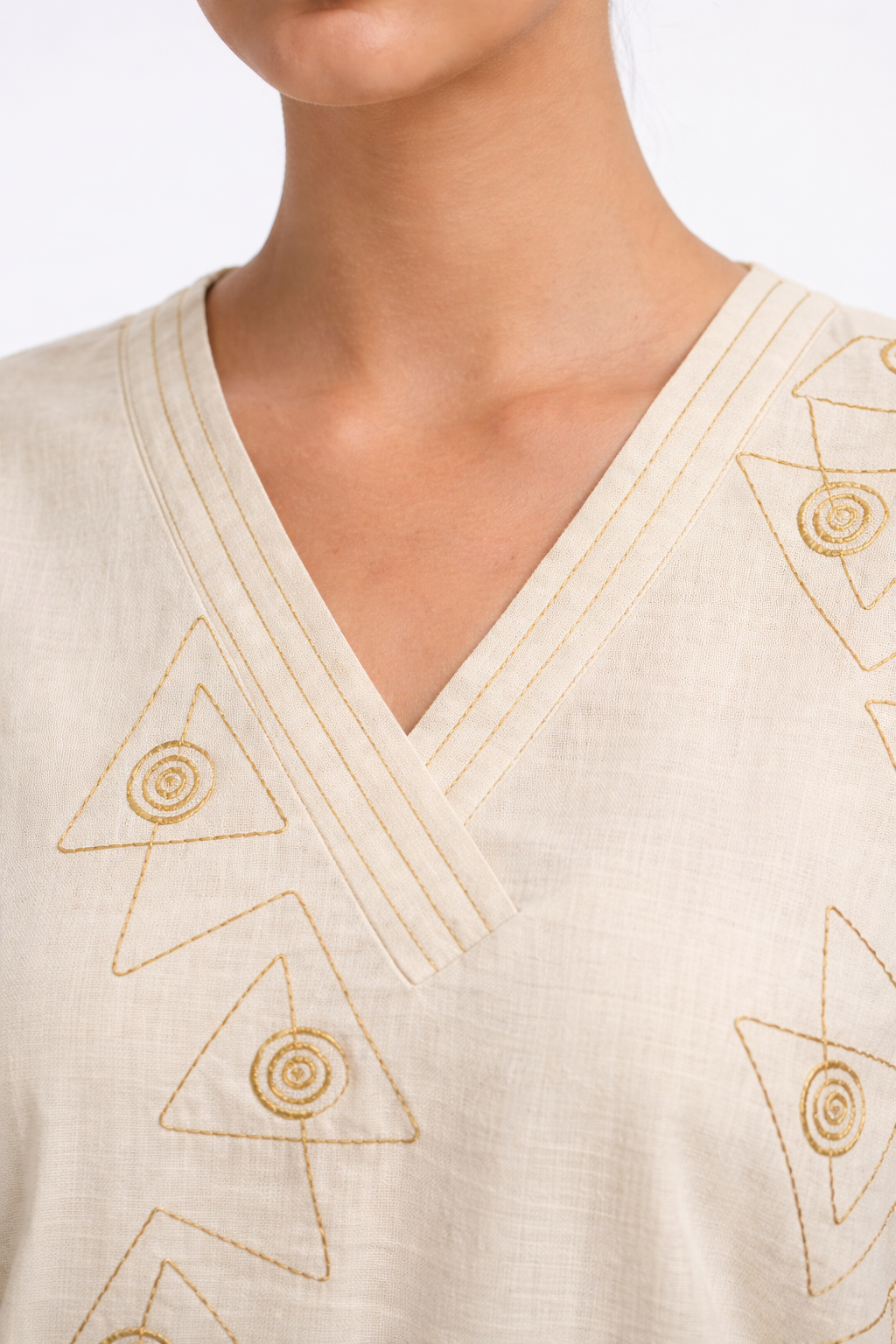 Off White Motif Mixer Ethnic Wear