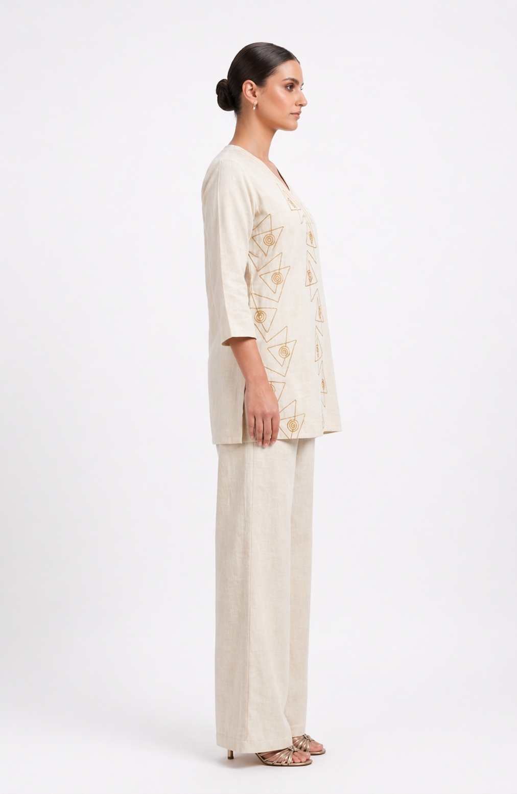 Off White Motif Mixer Ethnic Wear
