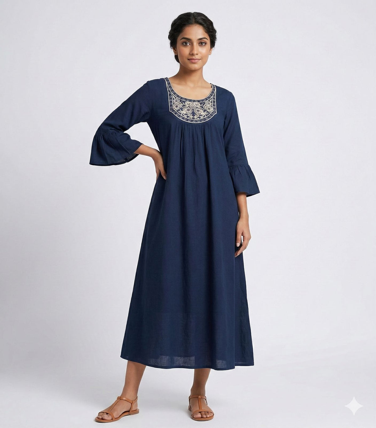 Navy Blue Orchid Kurti Ethnic Wear