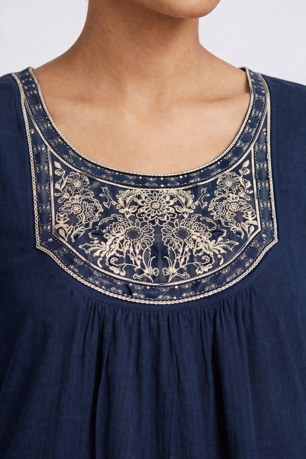 Navy Blue Orchid Kurti Ethnic Wear
