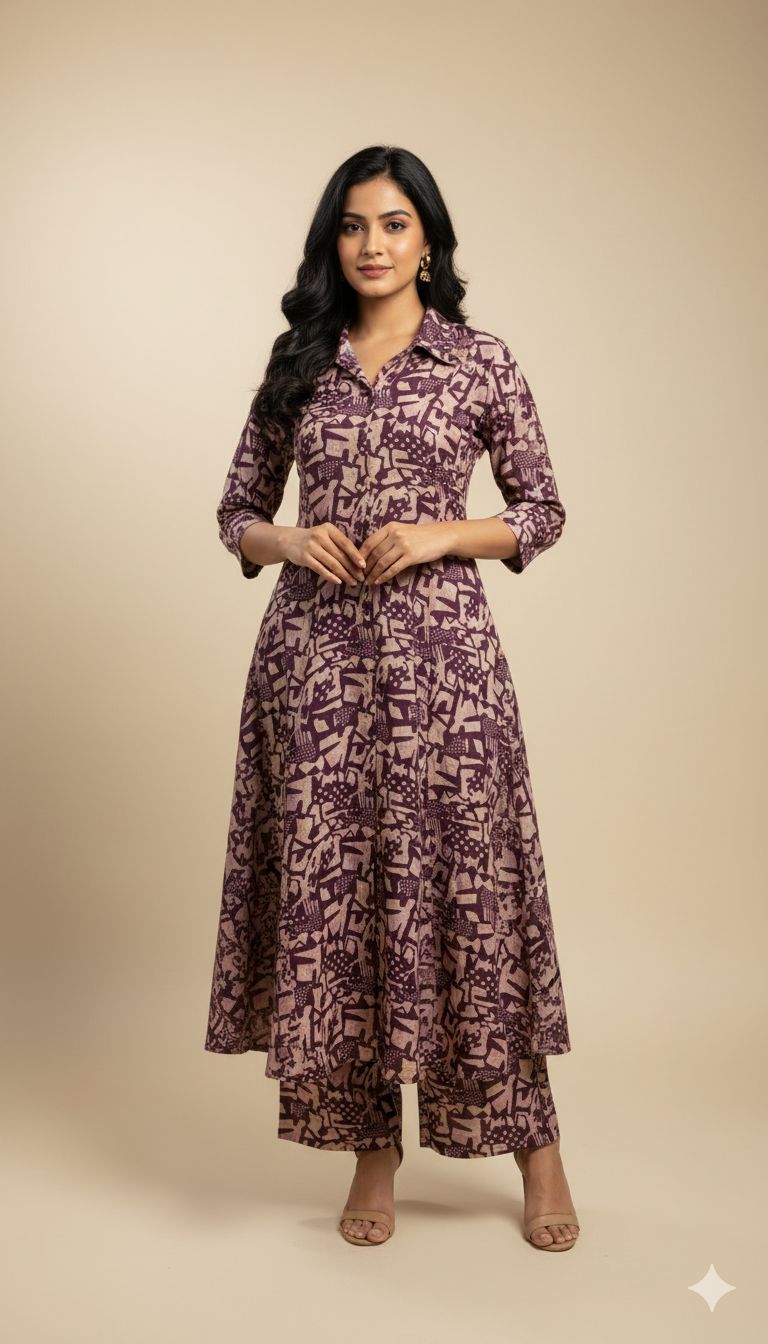 Wine Peony Ethnic Wear