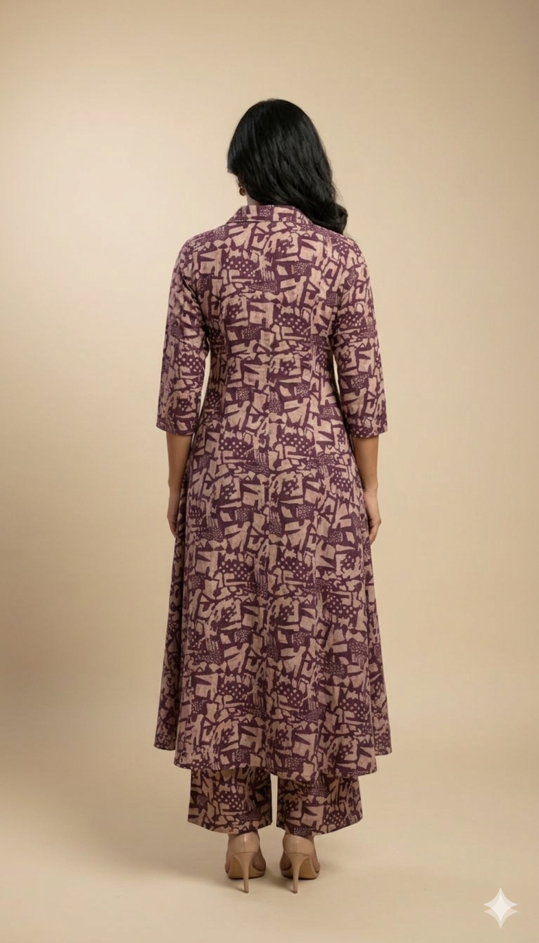 Wine Peony Ethnic Wear