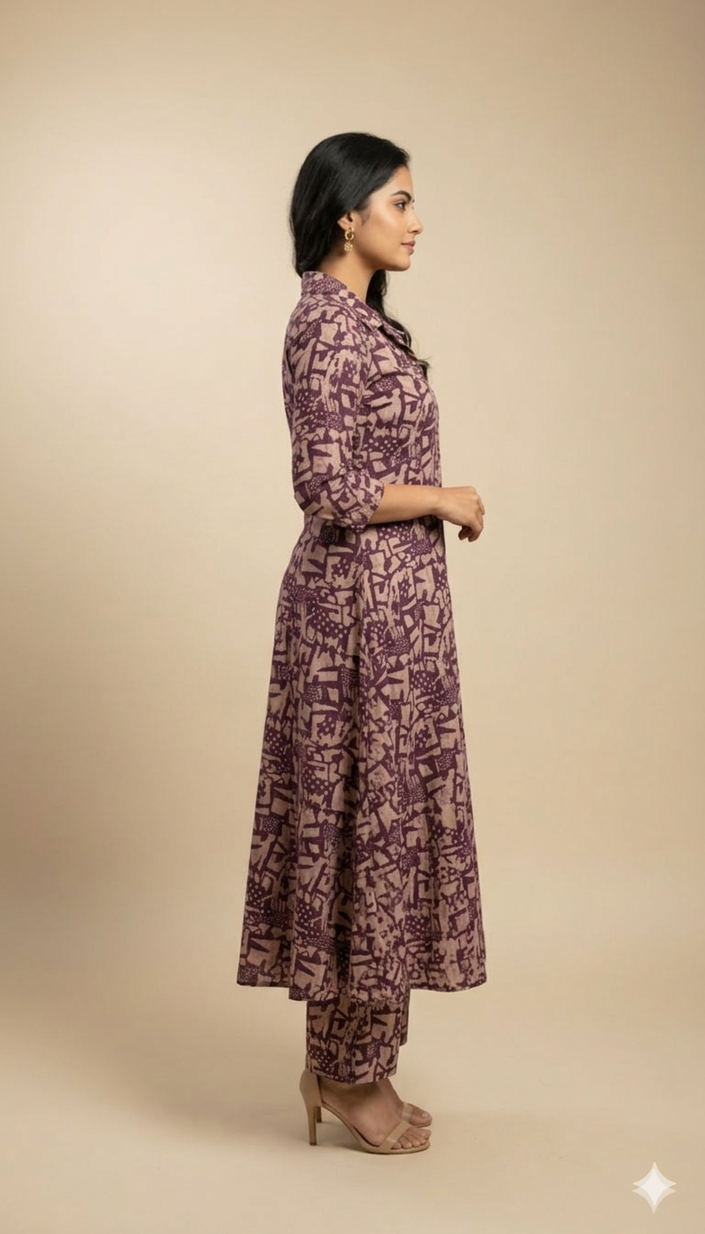 Wine Peony Ethnic Wear